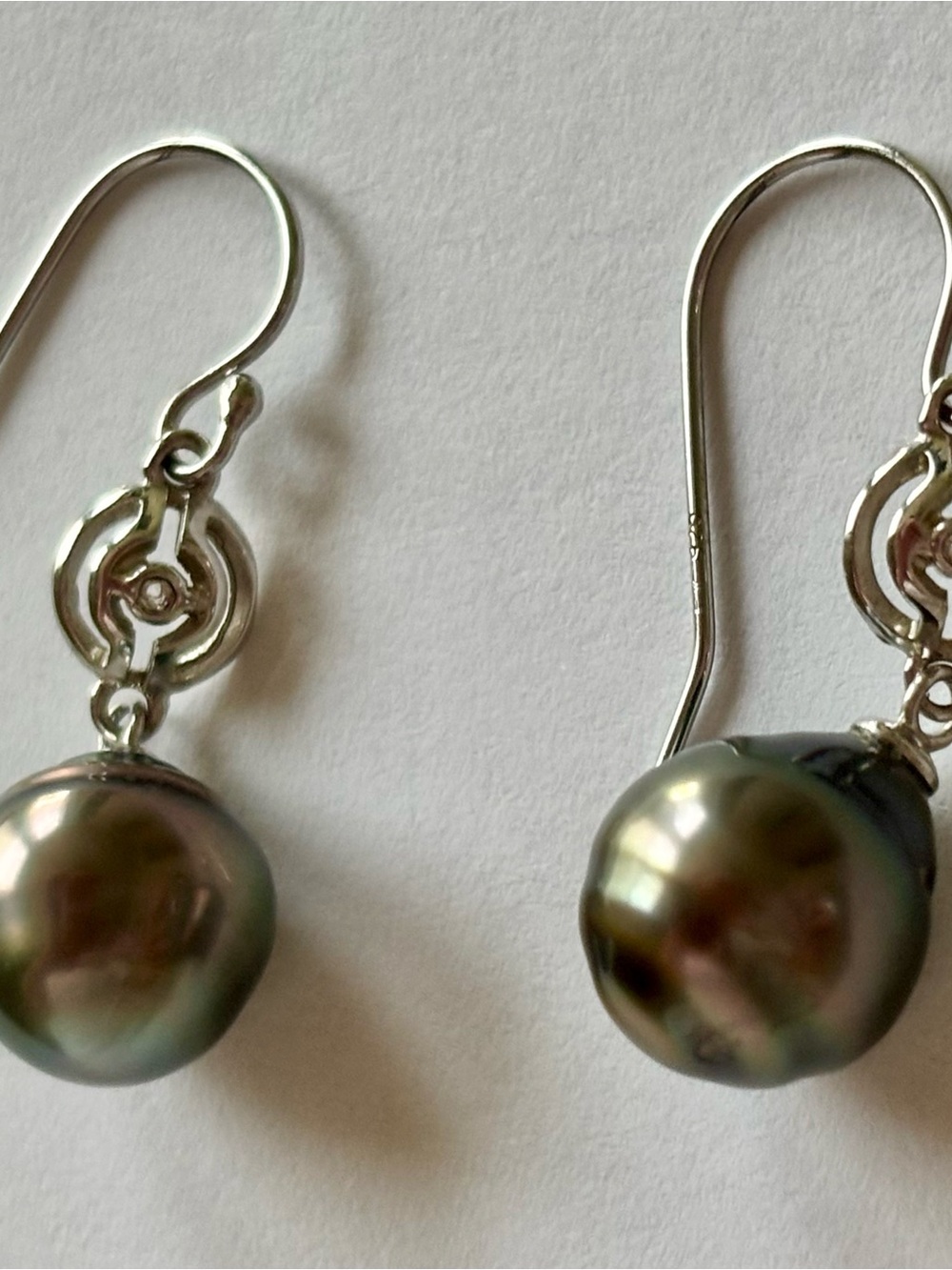 Sterling silver 925 Drop Earrings with Black Tahitian Pearl - Picture 12 of 12